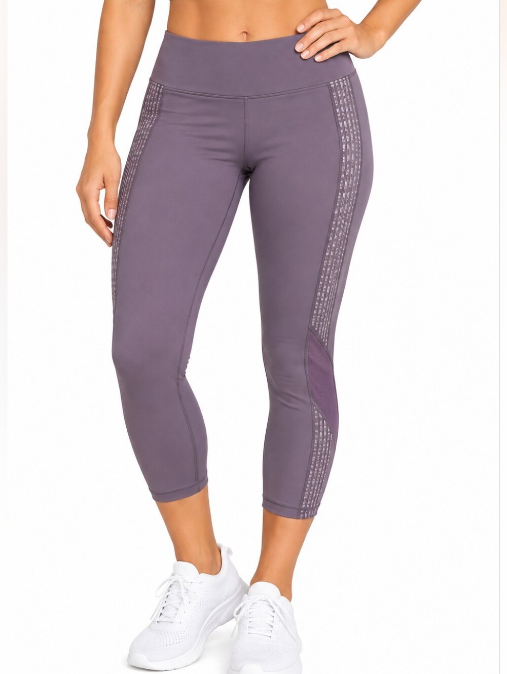 ACTIVE LIFE | Women’s Muted Purple Striped Yoga Leggings Size XXL